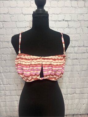 Women’s Multicolor Stripe Bikini Top and xL Bottoms – Pink & Brown